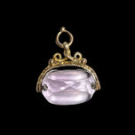 9K Yellow Gold Filigree Amethyst Spinning Watch Fob Pendant
