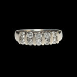 14K White & Yellow Gold Double Row Tension / Bar Set Diamond Band Size 6 1/2