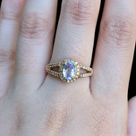 10K Rose Gold Natural Tanzanite and Diamond Split Shank Ring
