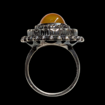 Sterling Silver MCM Amber Ring Kalupe Canadian Statement Jewelry Size 6.5