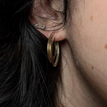 14K Yellow & White Gold Double Hoop Earrings