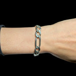 Sterling Silver Italian Figaro Link Chain Bracelet 9.5mm