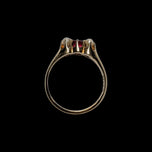 Antique 14K Yellow Gold Claw Set Garnet & Seed Pearl Ring Size 5.5
