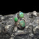 Sterling Silver Three Stone Green Turquoise Statement Ring Size 8 1/2