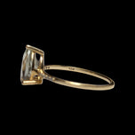 10K Yellow Gold Teardrop Pale Blue / Green Quartz & CZ Ring Size 6