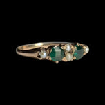 Antique 10K Gold Green Garnet Doublets & Seed Pearl Ring Size 5.5