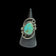Mexico Sterling Silver Turquoise Cabochon Star & Swirl Shadowbox Ring Size 5.5
