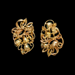 18K Yellow Gold & Jade Tension Back / Screw Post Cluster Earrings