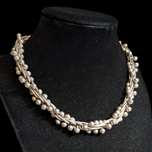 Sterling Silver "DNA" Ball Statement Necklace Toggle Clasp
