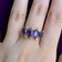 10K Yellow Gold 4 Stone Amethyst & Diamond Band Ring