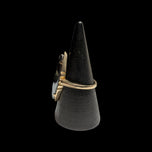 10K Yellow Gold Hematite / Black Alaskan Diamond Marquise Cut Ring Size 5 1/4