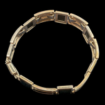 Sterling Silver, 9K Gold & Black Onyx Panel Bracelet