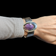 Sterling Silver Modernist MCM Cuff Bracelet with Purple Guilloche Enamel by Jules Perrier