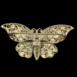 Sterling Silver Birks Butterfly Filigree Brooch Vintage Openwork