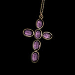 Antique Gold Filled Amethyst Cross with Gold Filled Chain