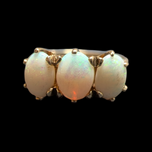 10K Yellow Gold Triple Opal Ring Size 6.5