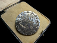 Victorian Mexico 8 Reales Silver Dollar Love Token Brooch with "EW" Etching