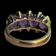 10K Yellow Gold 4 Stone Amethyst & Diamond Band Ring
