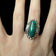 George Kee Sterling Silver Navajo Green Malachite Cabochon Ring Signed G.K. Size 6.5