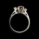 10K White Gold Tear Drop Synthetic Ruby & CZ Ring Size 5 1/4