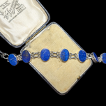 Lapis Lazuli Chain Bracelet set in Sterling Silver