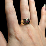 14K Yellow Gold Ruby Starburst Cluster Thick Band Ring Size 7 3/4