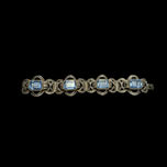 800 Silver Art Deco Filigree Bracelet With Blue Glass
