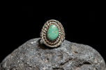 Signed Navajo Sterling and Turquoise Double Rope Twist Ring Size 8