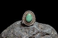 Signed Navajo Sterling and Turquoise Double Rope Twist Ring Size 8