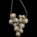 Mid Century Modernist Pendant Necklace with Stones - Pewter