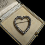 Antique / Edwardian Sterling Silver Etched Heart Brooch / Slider Pendant