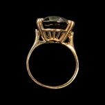 10K Yellow Gold Smokey Quartz Cocktail Ring Size 4