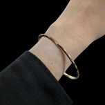 10K Yellow Gold Diamond Etched Large Simple Bangle