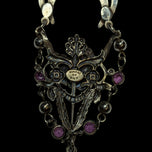 Mimi Shulman Tokens of Gilt Art Nouveau Chandelier / Lavalier Necklace Gilt Silver OOAK