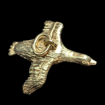 10K Yellow Gold Flying Bird Goose Gold Charm Pendant for Bracelet or Necklace Hunting Theme