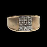 10K Yellow Gold 9 Diamond Brushed Cluster Band Size 11 3/4