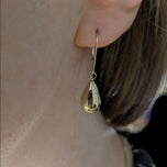 14K Yellow Gold Teardrop Hoop Hinge Earrings
