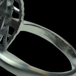 9K White Gold Diamond Round & Baguette Cut Cluster Cocktail Ring Size 6