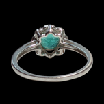 14K White Emerald and Diamond Halo Ring 6.5