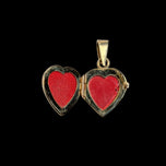 10K Yellow Gold Etched Heart Photo Locket / Pendant