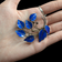 Sterling Silver Denmark Jemax Blue Leaf Guilloche Enamel Brooch