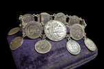 Victorian Era Etched Love Token Coin Family Monogram Panel Link Bracelet