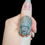 Vintage Sterling Silver Indigenous Chief Headdress Ring Size 10