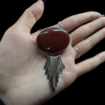 Mexico Sterling Silver Carnelian Cabochon Pendant or Brooch Signed