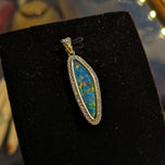 18K Yellow Gold Boulder Opal Custom Made Doublet and Diamond Pendant