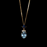 14K Gold Blue Topaz, Sapphire, and Diamond Necklace