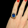 10K Yellow Gold Synthetic Sapphire & Cultured Pearl Halo Cocktail / Cluster Ring Size 4