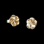 10K Yellow Gold Floral Swirl Stud Earrings