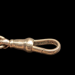 9CT Rose Gold & White Gold Bi Colour Bar Link Pocket Watch Chain With 2 Dog Clips