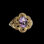 14K Yellow Gold Open Work / Filigree Amethyst Ring Size 6